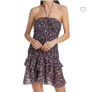 Isabel Marant Etoile Ilanka printed ruched halter mini dress